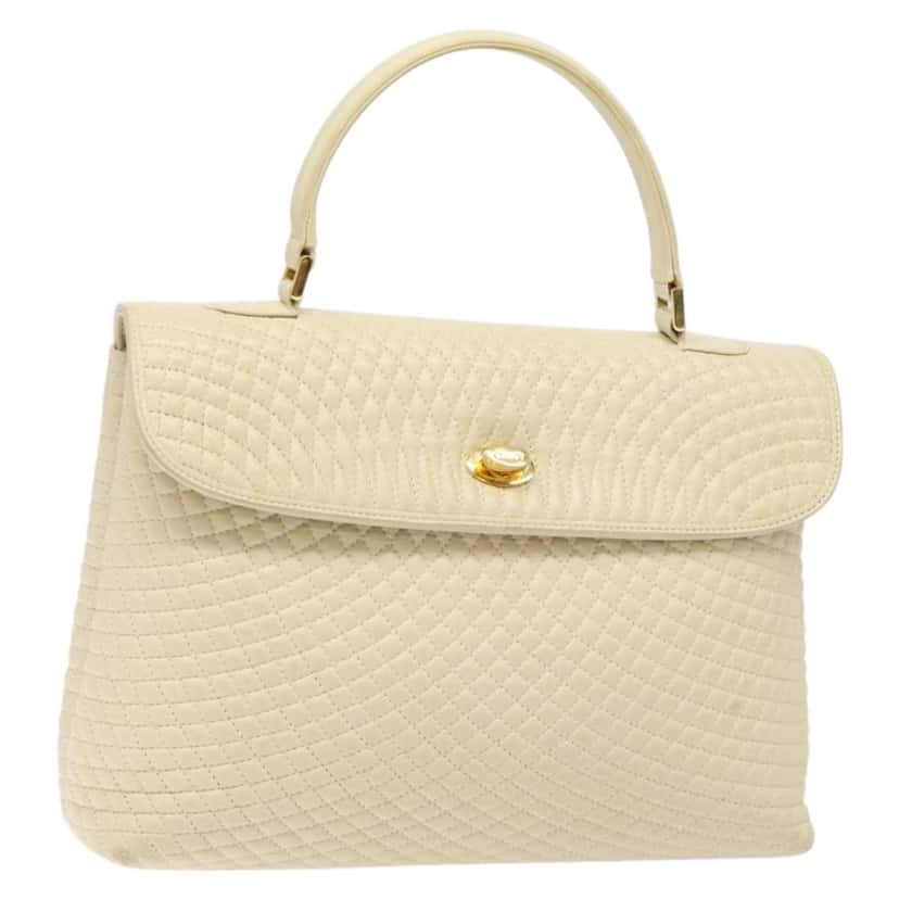 Bally Vintage Flap Handbag Beige Leather Good condition - Front View