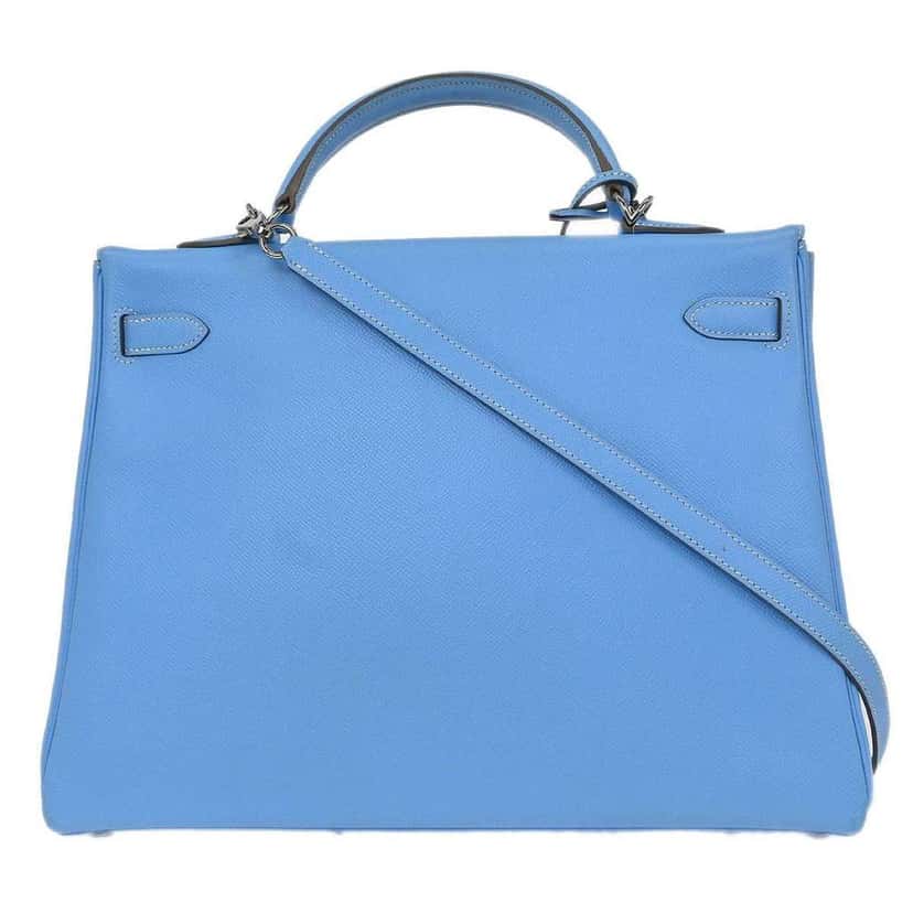 Hermès Kelly Handbag Blue Leather Good condition - Back View