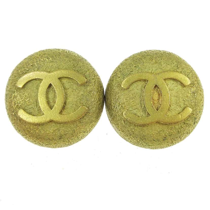 Chanel CC Round Earrings Gold Gold Good condition - Front View