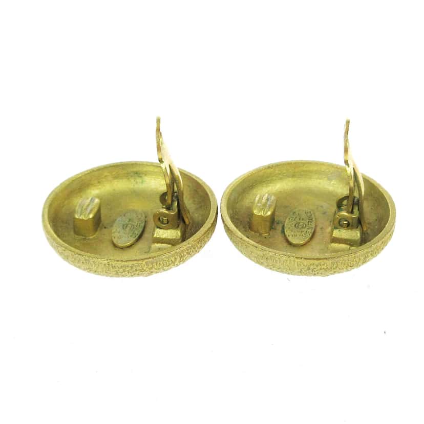 Chanel CC Round Earrings Gold Gold Good condition - Inside View