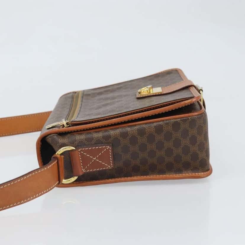 Celine Vintage Macadam Shoulder Bag Brown Canvas Fair condition - Model View