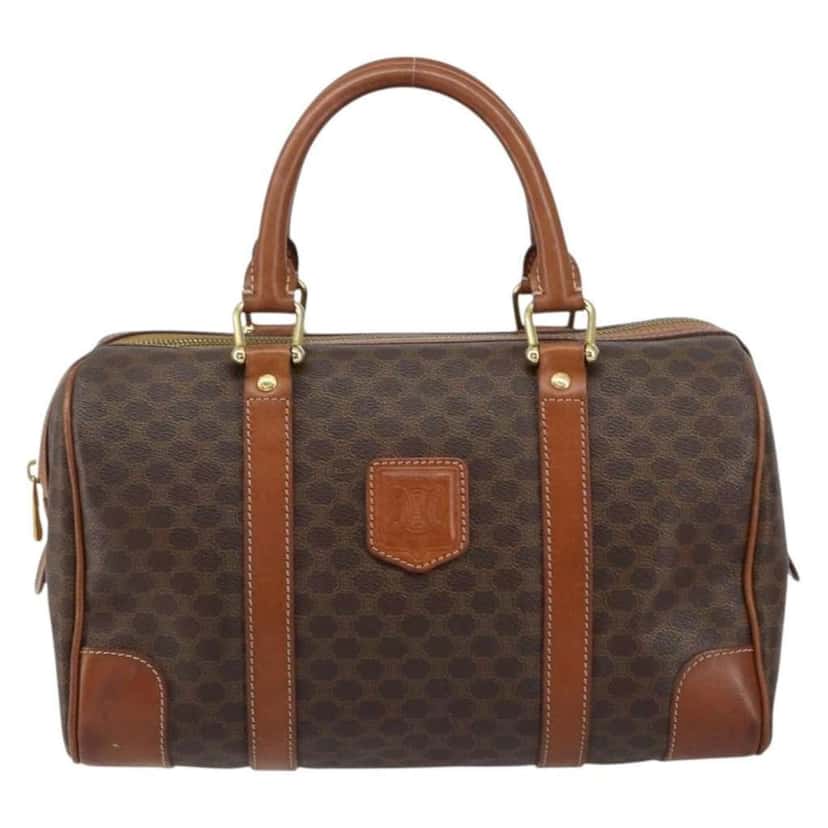 Celine Vintage Macadam Boston bag Brown Canvas Good condition - Front View