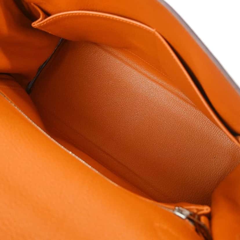 Hermès Kelly Handbag Orange Leather Good condition - Inside View