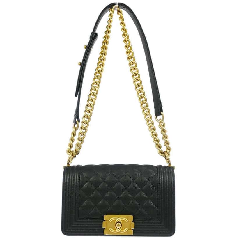 Chanel Boy Flap Bag Black Leather Very good condition - Front View