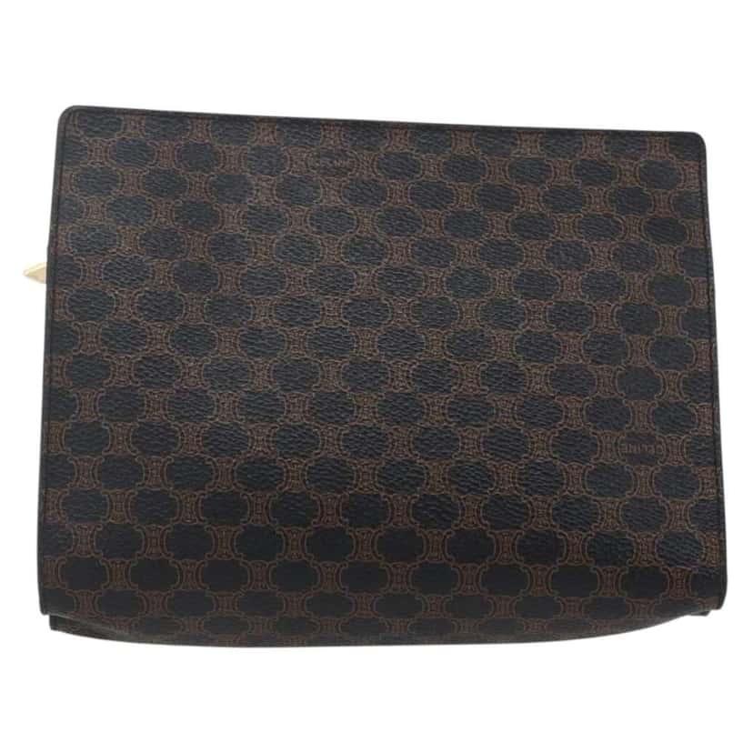 Celine Vintage Macadam Shoulder Bag Black Canvas Good condition - Back View