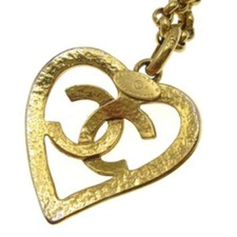 Chanel CC Heart Pendant Necklace Gold Good condition - Inside View