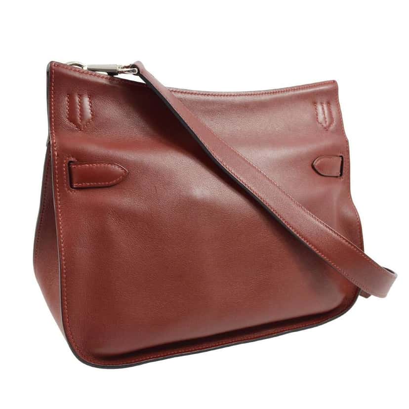 Hermès Jypsiere Bag Burgundy Leather Good condition - Back View