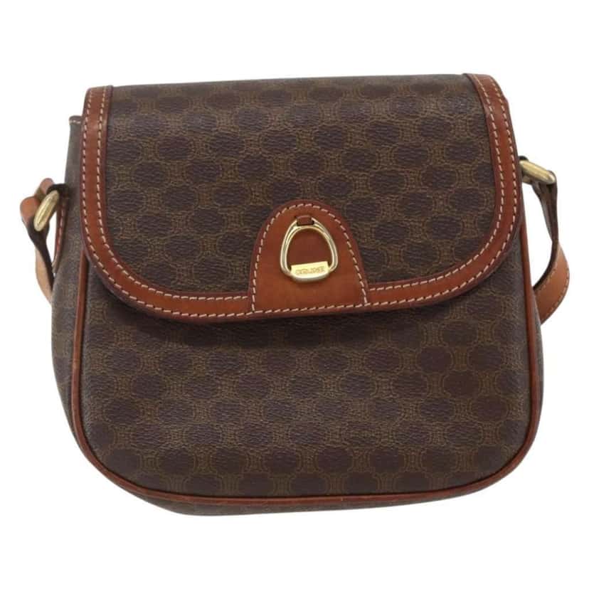 Celine Vintage Macadam Shoulder Bag Brown Canvas Good condition - Front View