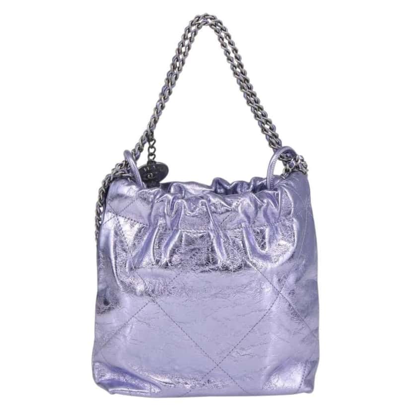 Chanel 22 Chain Hobo Purple Leather Good condition - Back View