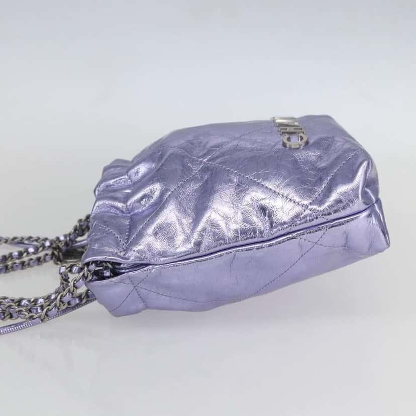 Chanel 22 Chain Hobo Purple Leather Good condition - Inside View