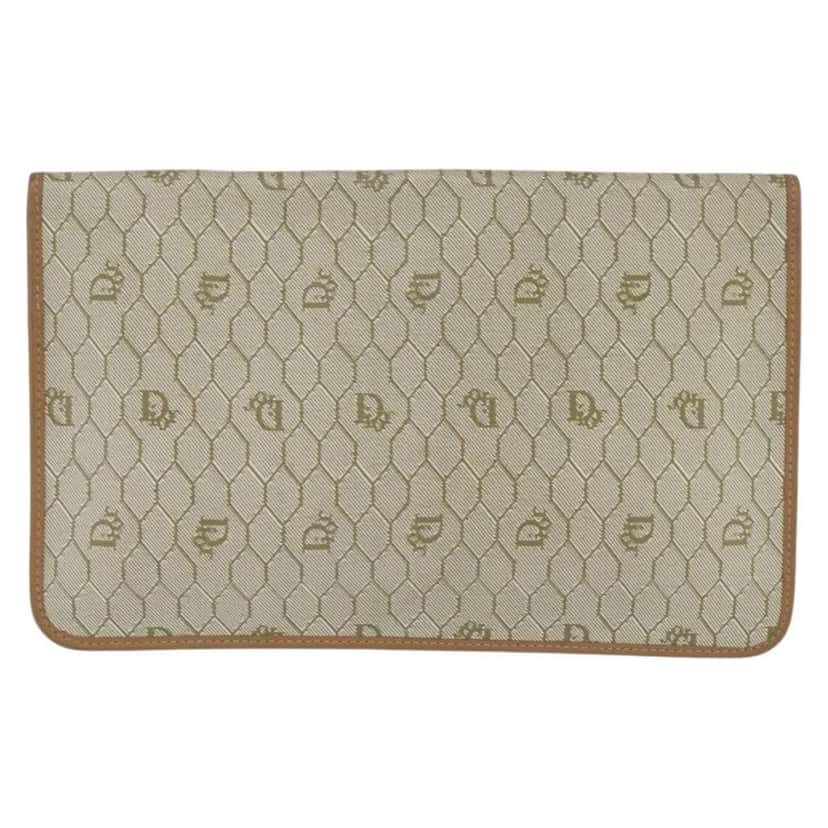 Christian Dior Vintage honeycomb clutch Beige Canvas Good condition - Back View