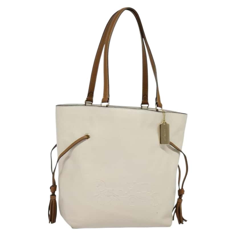 Coach Handbag White Leather Good condition - Front View