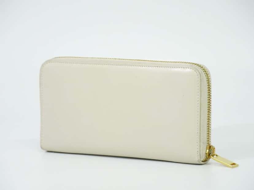 Saint Laurent Tiny Monogram Zip Around Wallet Beige Leather Good condition - Back View
