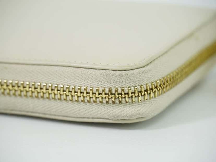 Saint Laurent Tiny Monogram Zip Around Wallet Beige Leather Good condition - Box View