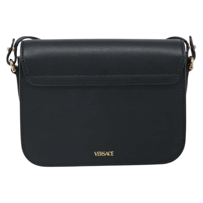 Versace La Medusa Flap Shoulder Bag Black Leather Good condition - Back View