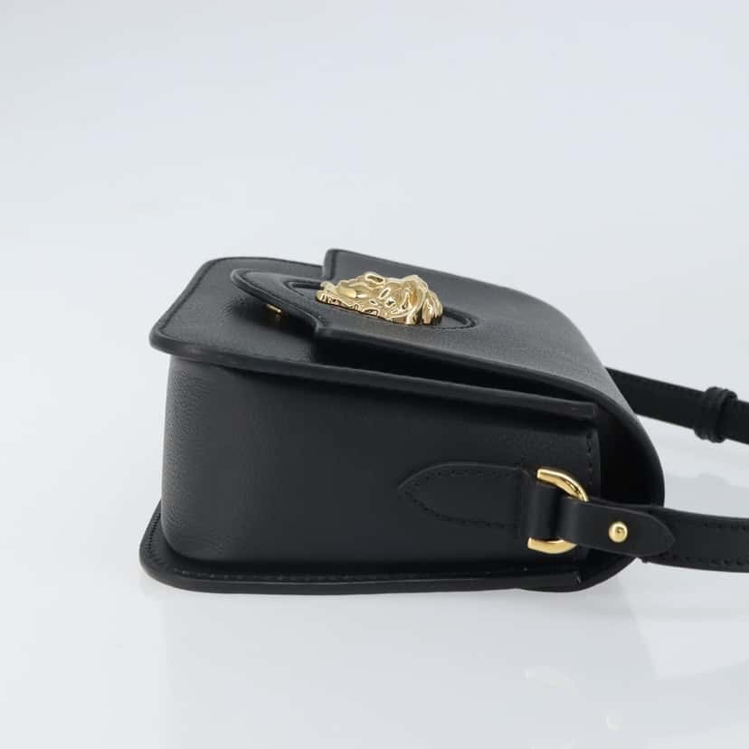 Versace La Medusa Flap Shoulder Bag Black Leather Good condition - Inside View