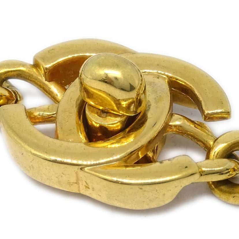 Chanel Vintage CC Turnlock Chain Bracelet Gold Good condition - Inside View