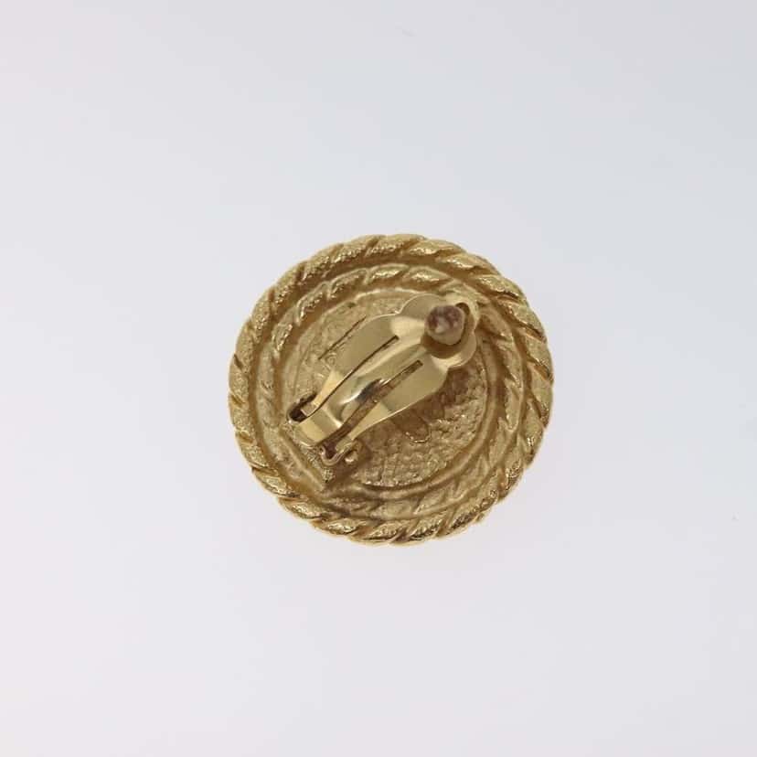 Balenciaga Vintage round clip on earrings Gold Metal Good condition - Inside View