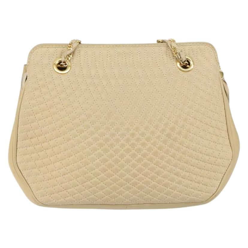 Bally Vintage Chain Shoulder Bag Beige Leather Good condition - Back View