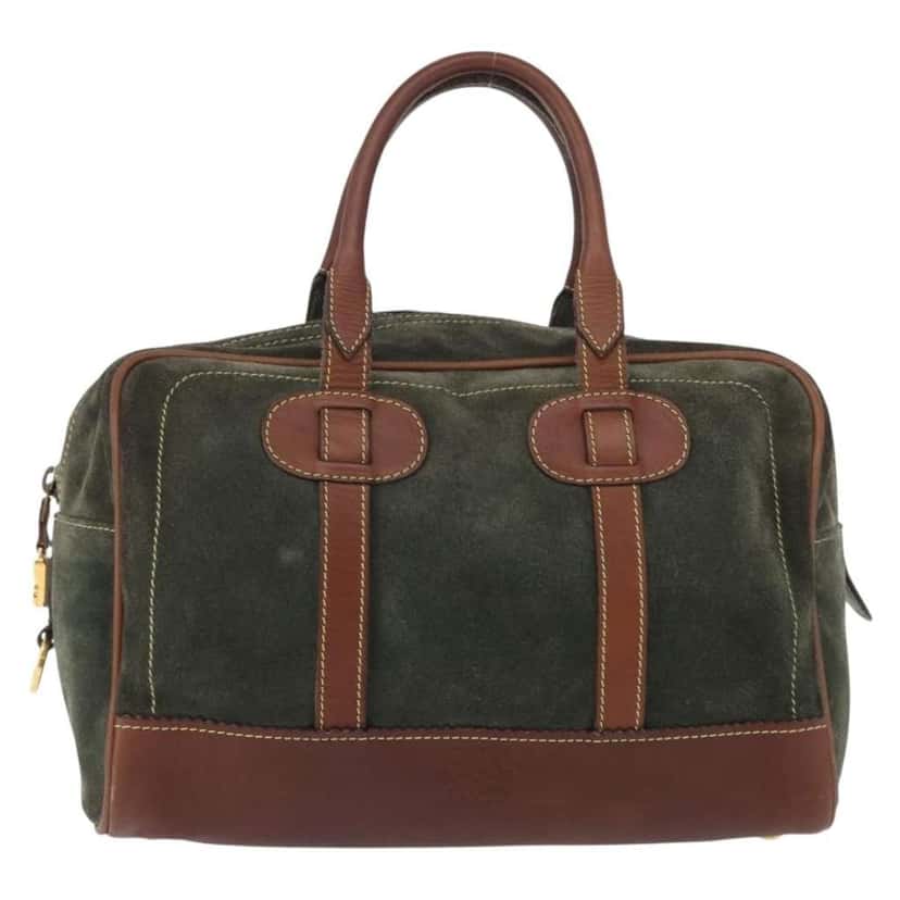 Loewe Anagram handbag Green Suede Fair condition - Front View