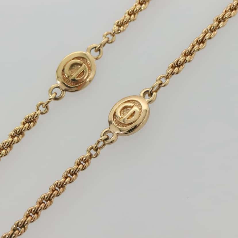 Christian Dior CD Round Pendant Necklace Gold Metal Good condition - Inside View