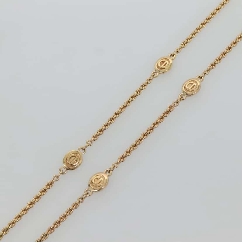 Christian Dior CD Round Pendant Necklace Gold Metal Good condition - Model View