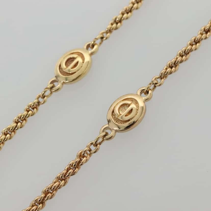 Christian Dior CD Round Pendant Necklace Gold Metal Good condition - Box View