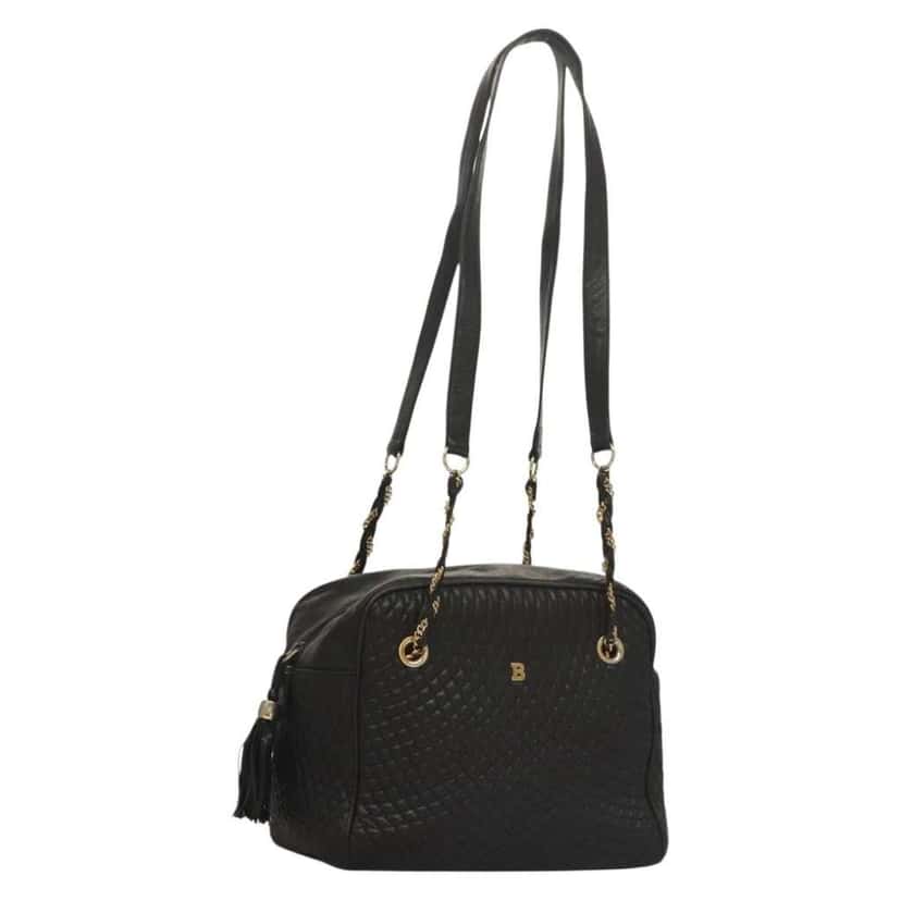 Bally Vintage Chain Shoulder Bag Brown Leather Good condition - Front View