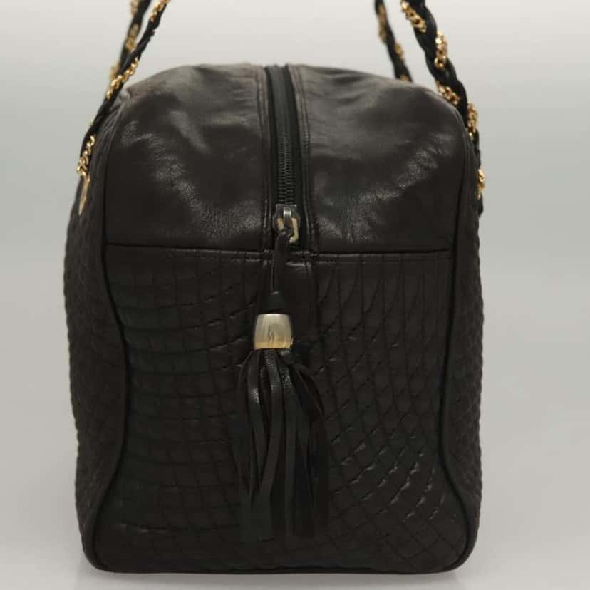 Bally Vintage Chain Shoulder Bag Brown Leather Good condition - Model View