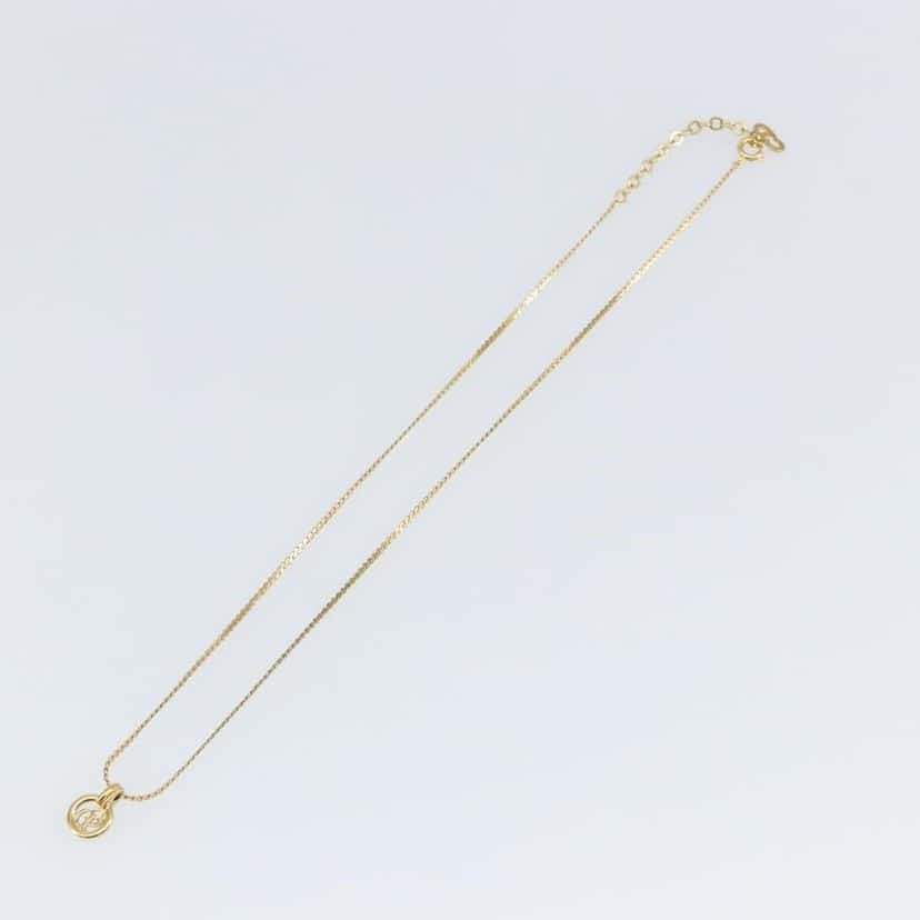 Christian Dior CD Round Pendant Necklace Gold Metal Good condition - Back View