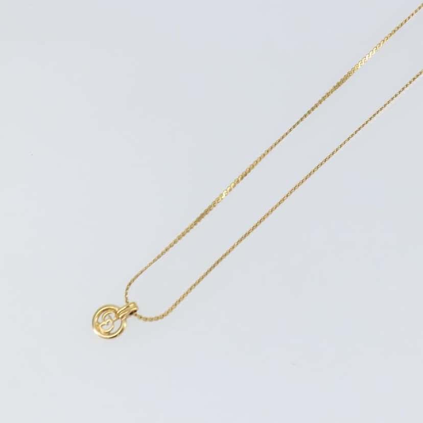 Christian Dior CD Round Pendant Necklace Gold Metal Good condition - Box View