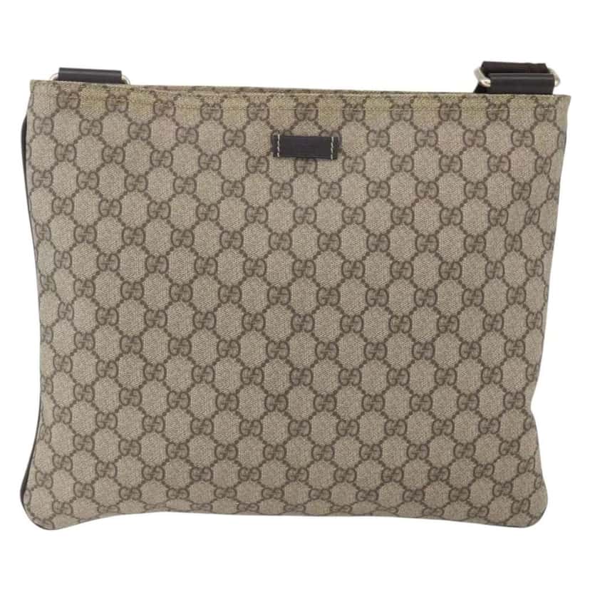 Gucci Zip Top Messenger Bag Beige Canvas Good condition - Front View