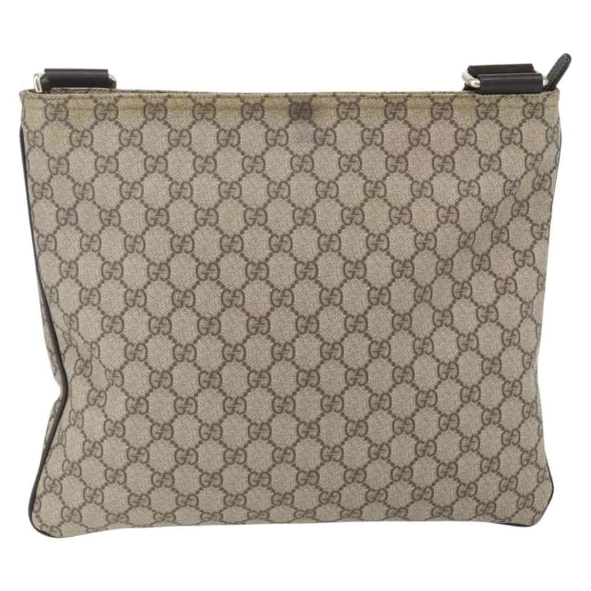 Gucci Zip Top Messenger Bag Beige Canvas Good condition - Back View