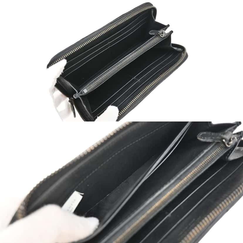 Bottega Veneta Intrecciato Long Zip  Wallet Black Leather Good condition - Box View