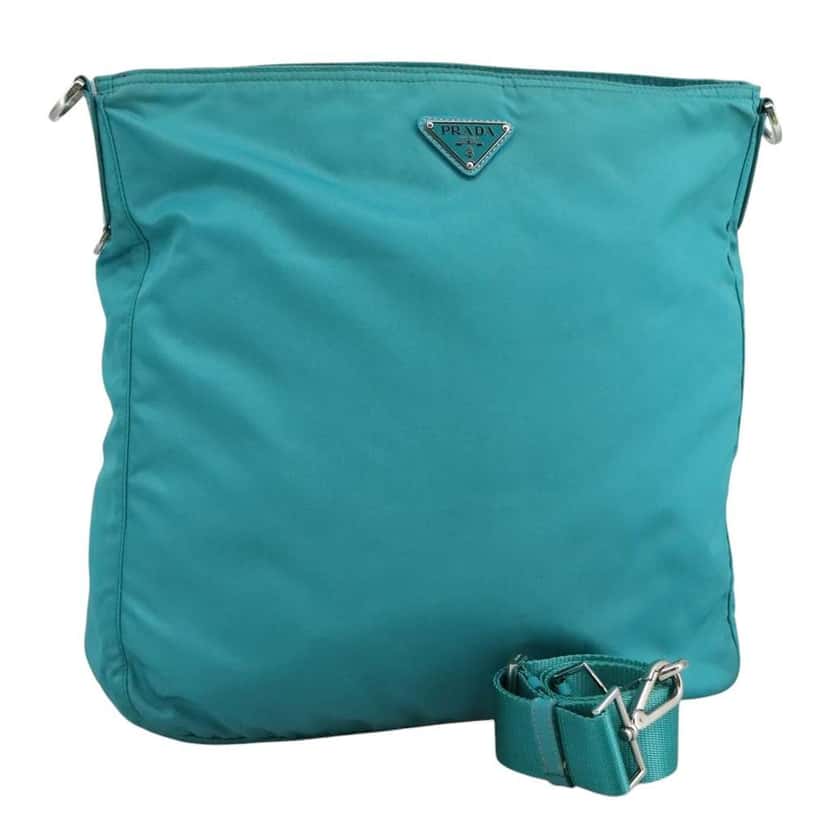 Prada Zip Top Messenger Bag Turquoise Good condition - Front View