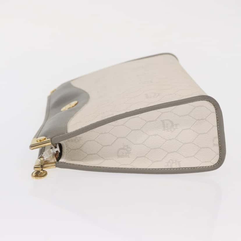 Christian Dior Vintage Honeycomb Zip Pouch White Canvas Good condition - Model View