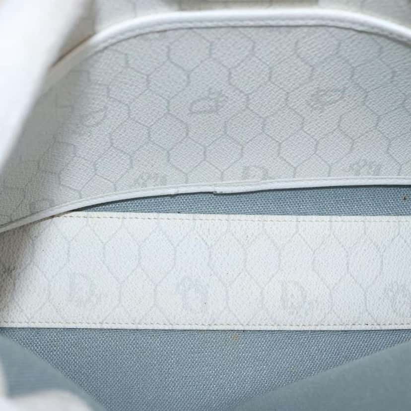Christian Dior Vintage Honeycomb Zip Pouch White Canvas Good condition - Box View