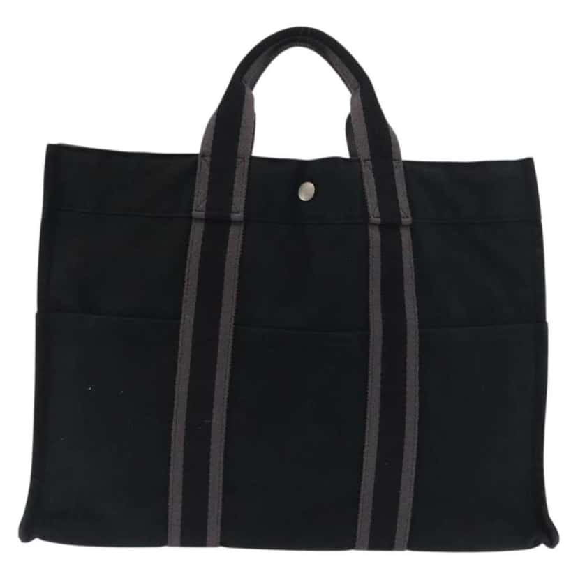 Hermès Fourre Tout Tote Black Canvas Fair condition - Front View