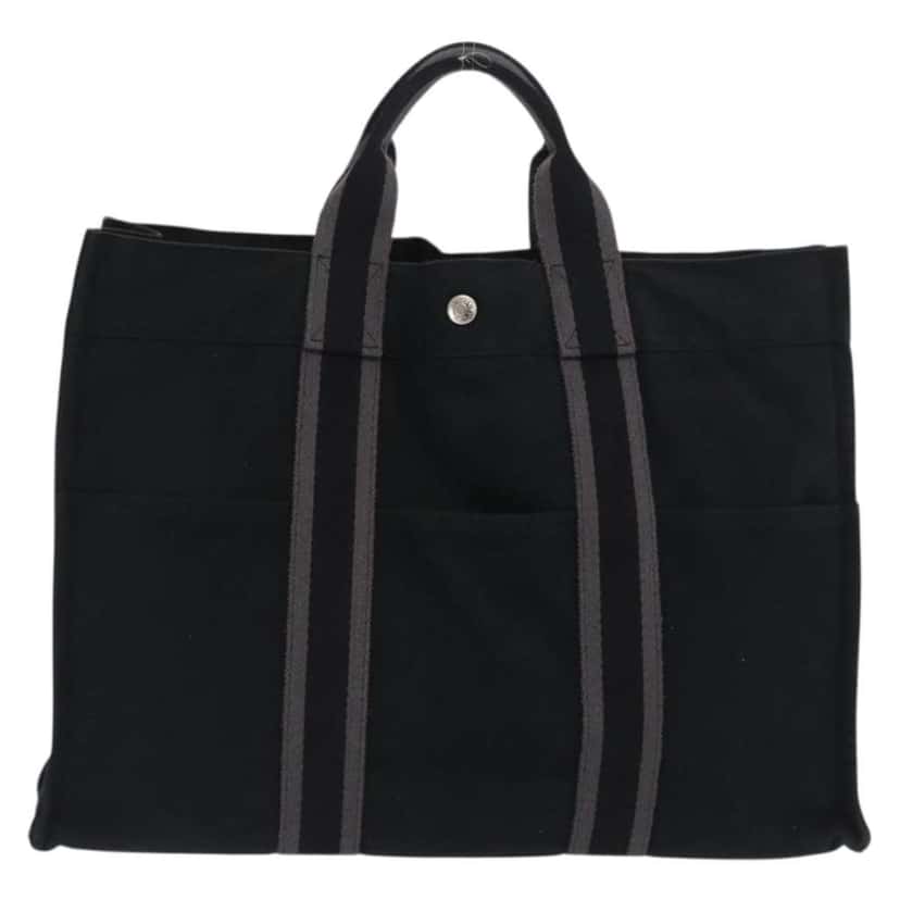 Hermès Fourre Tout Tote Black Canvas Fair condition - Back View