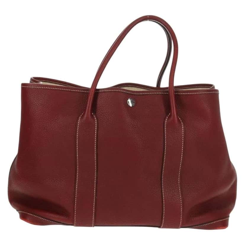Hermès Garden Party Tote Burgundy Leather Good condition - Back View