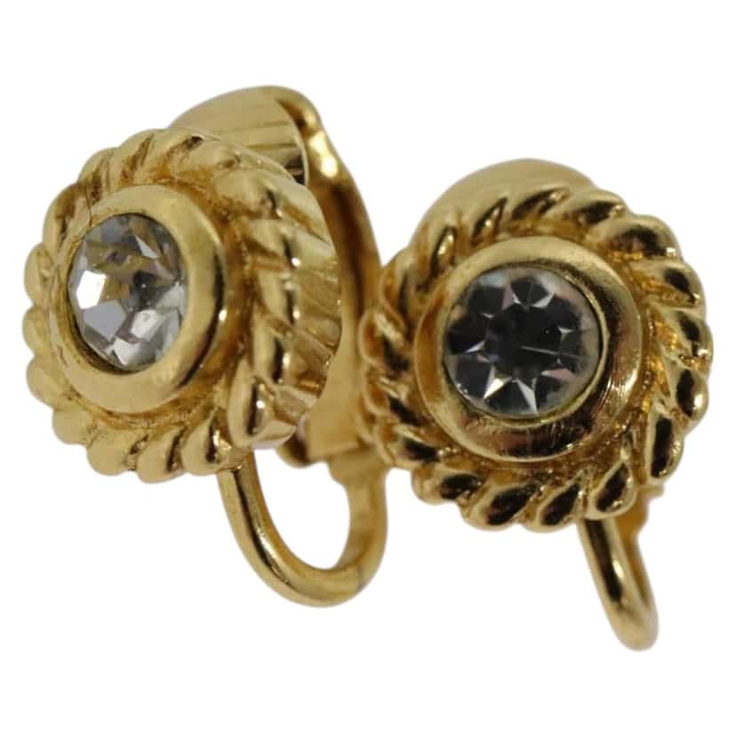 Christian Dior Vintage clip-on earrings Gold Metal Good condition - Front View