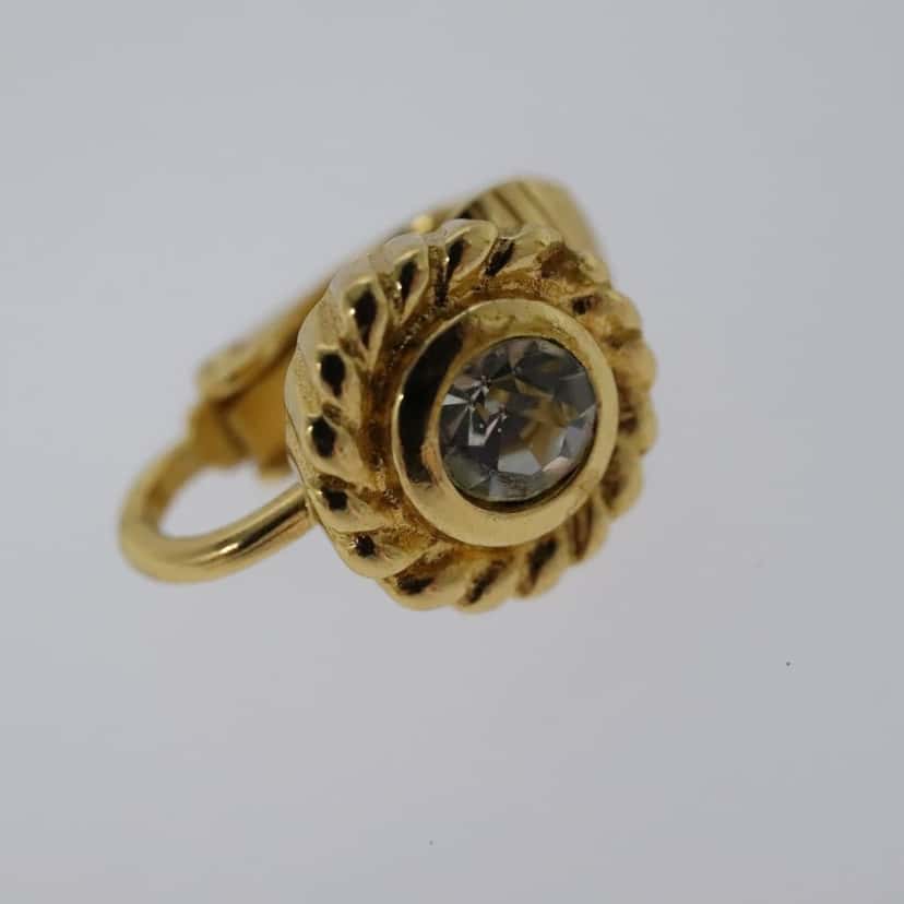 Christian Dior Vintage clip-on earrings Gold Metal Good condition - Back View