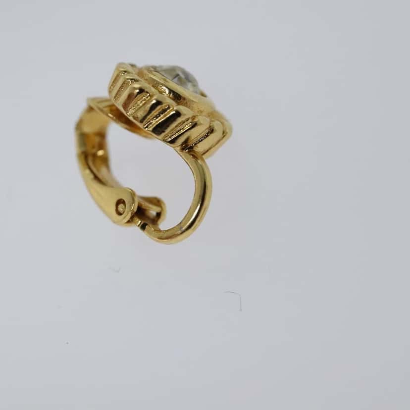 Christian Dior Vintage clip-on earrings Gold Metal Good condition - Box View
