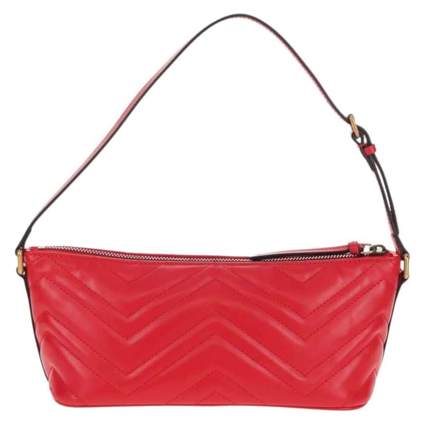 Gucci GG Marmont Pochette Shoulder Bag Red Leather Very good condition - Back View