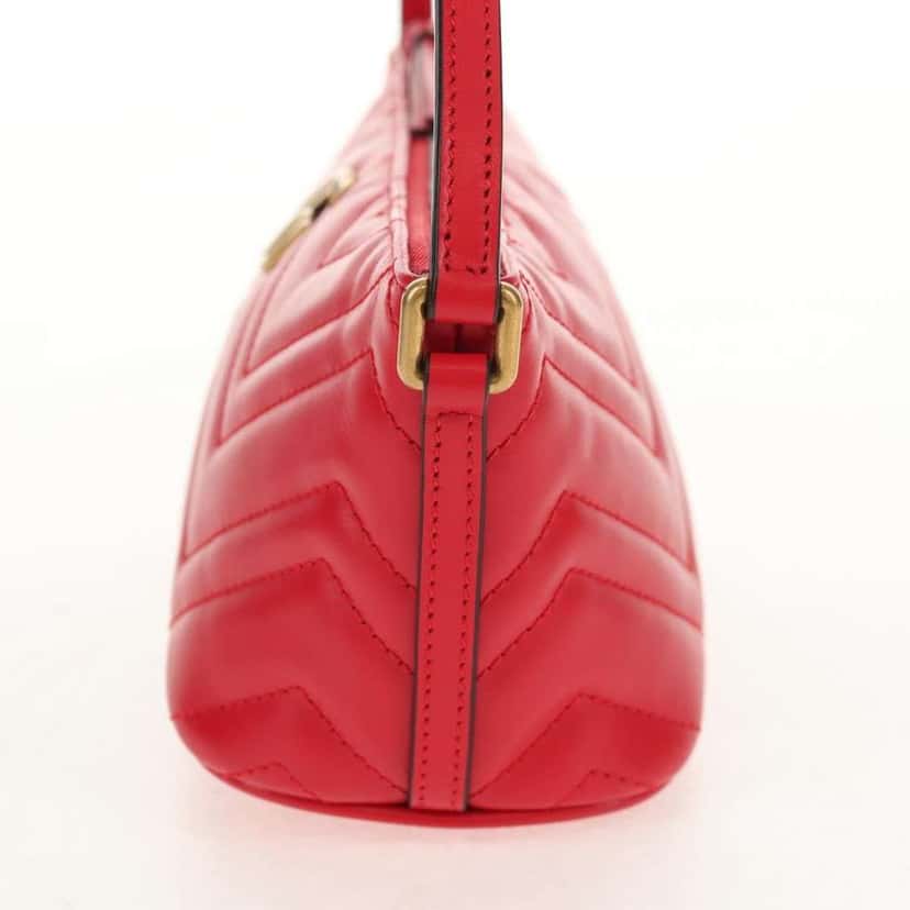 Gucci GG Marmont Pochette Shoulder Bag Red Leather Very good condition - Inside View