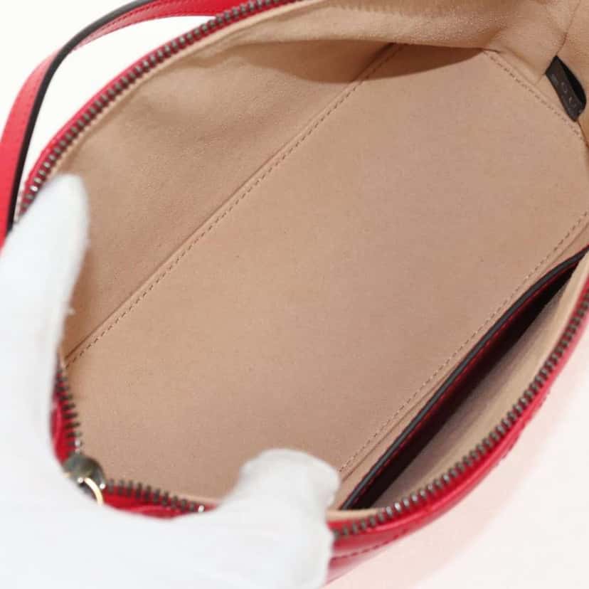 Gucci GG Marmont Pochette Shoulder Bag Red Leather Very good condition - Box View