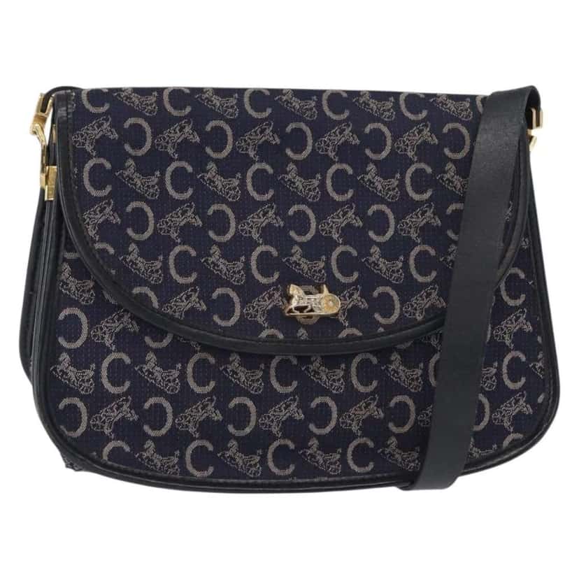 Celine C Sulky Shoulder bag Navy Canvas Good condition - Front View