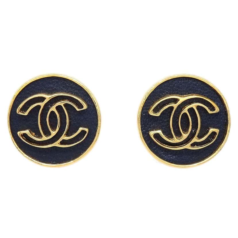 Chanel CC Clip On Earrings Gold Good condition - Front View