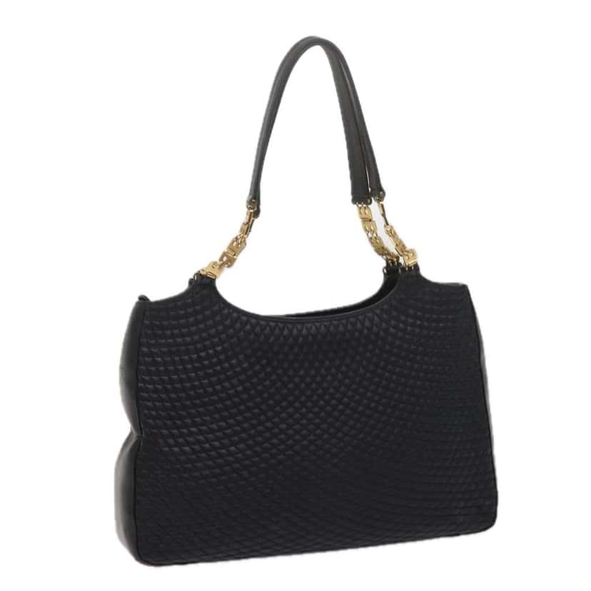 Bally Vintage Chain Shoulder Bag Black Leather Good condition - Front View