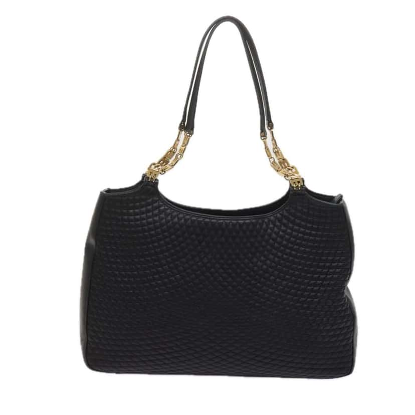 Bally Vintage Chain Shoulder Bag Black Leather Good condition - Back View
